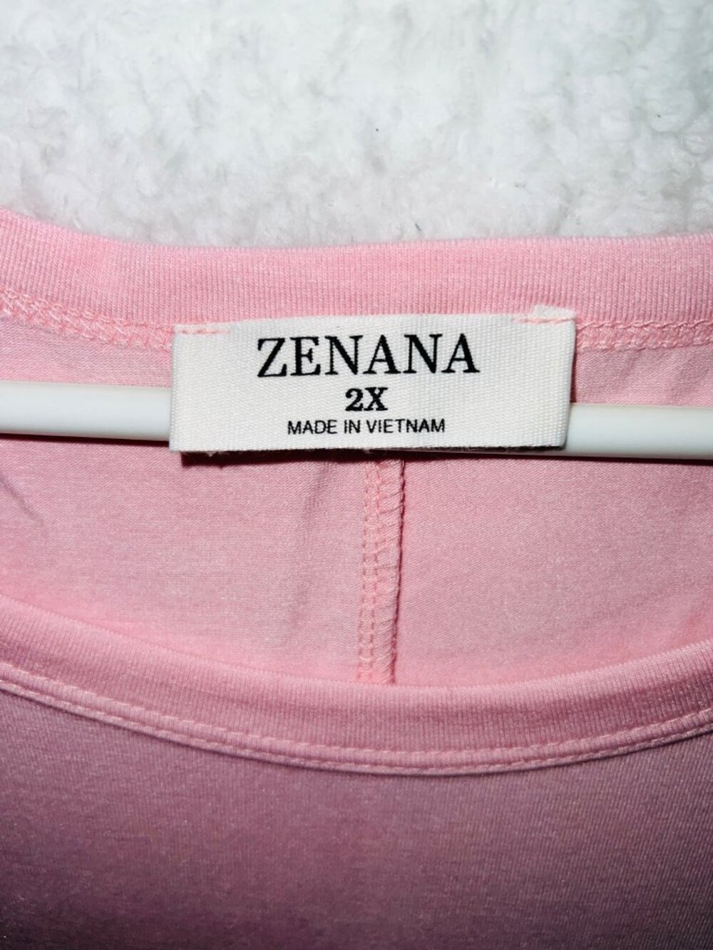NWOT Zenana Womens Plus Size 2X Pink Lace 3/4 Sleeve Raglan Top Blouse - Picture 3 of 6